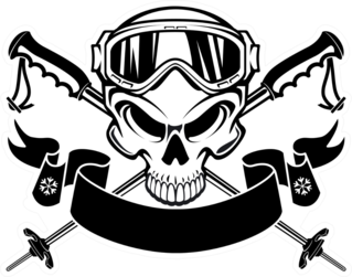 Skull With Ski Goggles and Crossed Poles Sticker