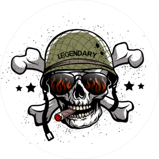 Skull With Sunglasses, Cigar, and Military Helmet Sticker