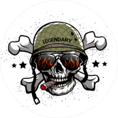 Skull With Sunglasses, Cigar, and Military Helmet Sticker