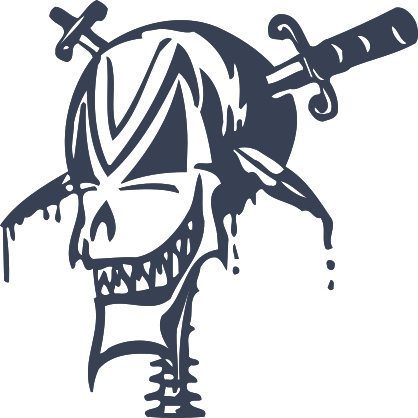 Skull With Swords And Blood Dripping Down Sticker