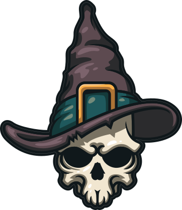 Skull With Witches Hat Sticker