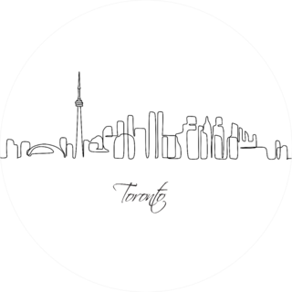 Skyline Cityscape Continuous One Line Drawing Toronto Sticker