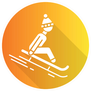Sledding Orange Flat Icon Sticker