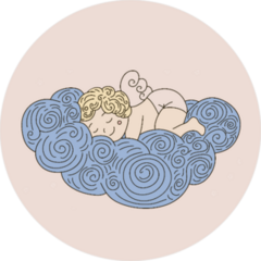 Sleeping Angel On Cloud Circle Sticker