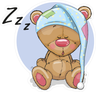 Sleeping Cute Teddy Bear With Cap Sticker