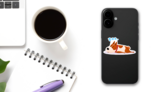 Sleeping Puppy Sticker on a Phone (New) example