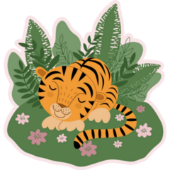 Sleeping Tiger Cub Sticker
