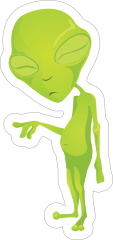 Sleepy Green Alien Sticker