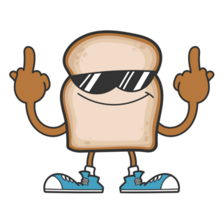 Slice Of Bread Cartoon Middle Fingers Sticker