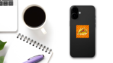 Slice Of Pizza Pop Art Sunburst Sticker on a Phone (New) example