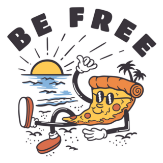Slice Of Pizza Relaxing On The Beach Be Free Sticker
