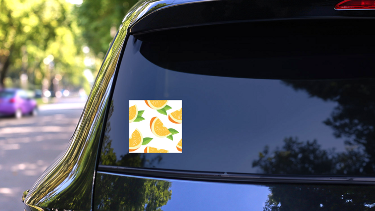 Slices Of Orange Pattern Sticker on a Rear Car Window (New) example