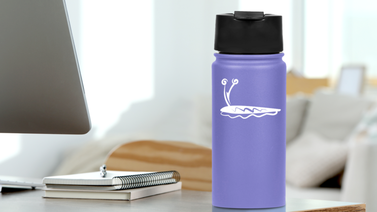 Slimy Snail Sticker on a Water Bottle (New) example