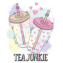 Slogan Tea Junkie Illustration Sticker