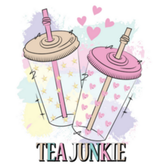 Slogan Tea Junkie Illustration Sticker
