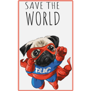 Slogan With Black Pug Hero Sticker