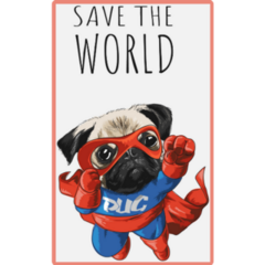 Slogan With Black Pug Hero Sticker