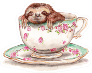 Sloth In A Teacup Sticker