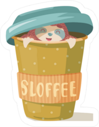 Sloth In Coffee Cup Sticker