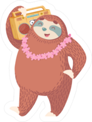Sloth Listening To The Radio Sticker