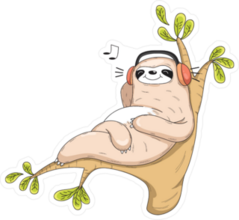 Sloth Relaxing And Listening To Music Sticker