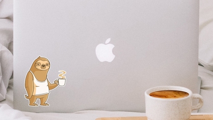 Sloth with Coffee Laptop Sticker