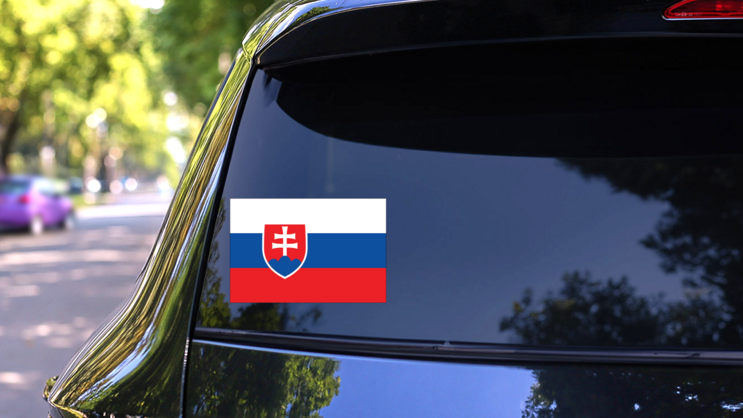 Slovakia Flag Sticker on a Rear Car Window (New) example