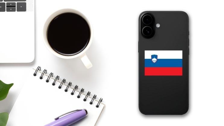 Slovenia Flag Sticker on a Phone (New) example