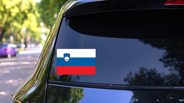 Slovenia Flag Sticker on a Rear Car Window (New) example