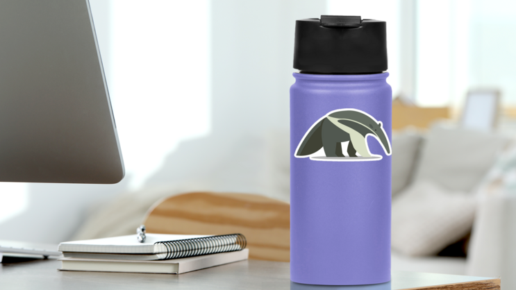 Slow Anteater Sticker on a Water Bottle (New) example