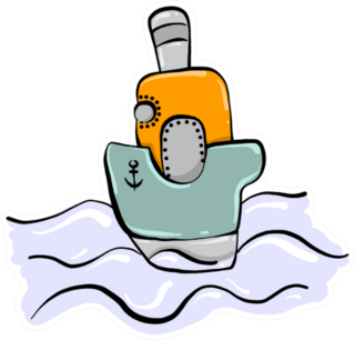 Small Boat On Water Cute Illustration Sticker