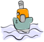 Small Boat On Water Cute Illustration Sticker