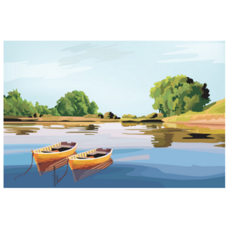 Small Boats on a Lake Sticker