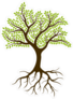 Small Rounded Tree With Leaves And Roots Sticker