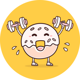 Smile Donut Lifts Dumbbells On Yellow Sticker