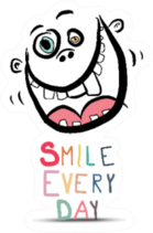 Smile Every Day Slogan With Crazy Face Dentist Sticker