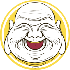 Smiling Buddha Face Circle Sticker