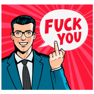 Smiling Businessman Middle Finger Fuck You Sticker