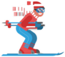Smiling Cartoon Skier In Motion Sticker