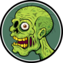 Smiling Cartoon Zombie Circle Sticker