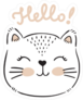 Smiling Cat Face Saying Hello Sticker