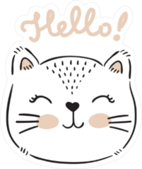 Smiling Cat Face Saying Hello Sticker