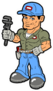 Smiling Muscular Mechanic Holding Wrench Sticker