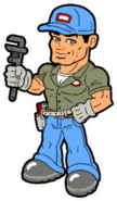 Smiling Muscular Mechanic Holding Wrench Sticker