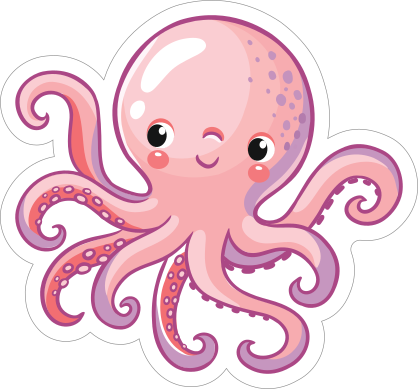 Smiling Pink Octopus Sticker