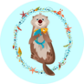 Smiling Sea Otter Holding A Fish In Paws Sticker