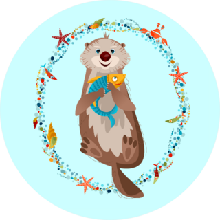Smiling Sea Otter Holding A Fish In Paws Sticker
