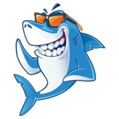 Smiling  Shark Cartoon Mascot Character With Sunglasses