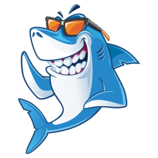 Smiling  Shark Cartoon Mascot Character With Sunglasses