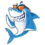 Smiling  Shark Cartoon Mascot Character With Sunglasses
